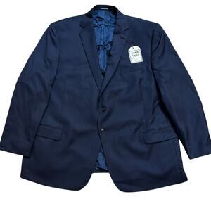 Jos. A Bank Indigo Blue Wool Suit Jacket Double Vent Sport Coat Size 50R